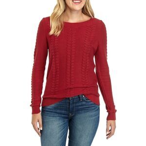 New! MICHAEL KORS Women's Cable-Knit Red 100% Cotton Sweater Size Small